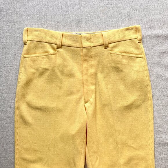 Vintage 70s Men's Media Yellow 2 Piece Texturized Polyester Leisure Suit Medium - Picture 5 of 7